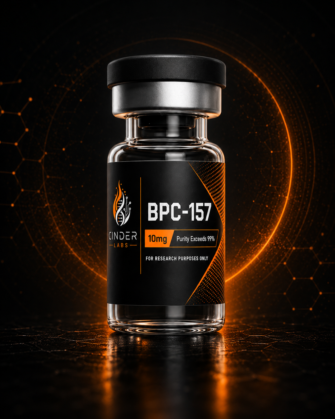 Cinder Labs BPC-157 research vial, 10mg