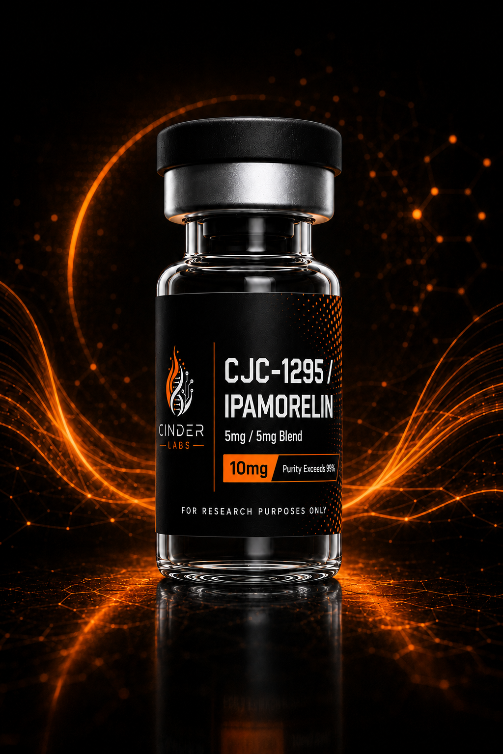 Cinder Labs Ipamorelin / CJC-1295 research vial, 10mg blend